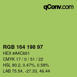 Color code: RGB 164 198 97 | qconv.com