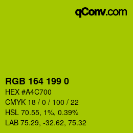 Color code: RGB 164 199 0 | qconv.com