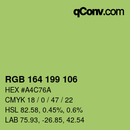 Color code: RGB 164 199 106 | qconv.com