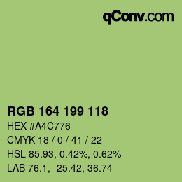 颜色代码: RGB 164 199 118 | qconv.com