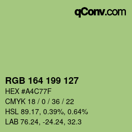 Color code: RGB 164 199 127 | qconv.com