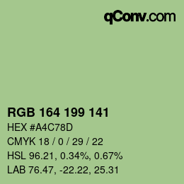 カラーコード: RGB 164 199 141 | qconv.com