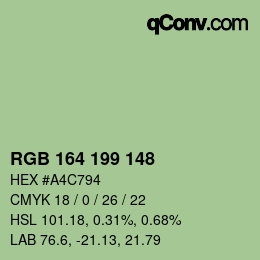 Color code: RGB 164 199 148 | qconv.com