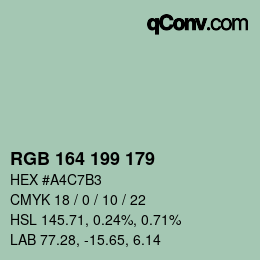 Color code: RGB 164 199 179 | qconv.com