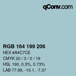 カラーコード: RGB 164 199 206 | qconv.com