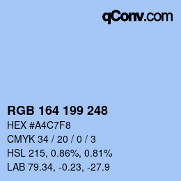 Color code: RGB 164 199 248 | qconv.com