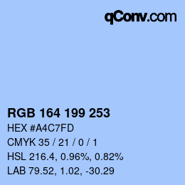 Color code: RGB 164 199 253 | qconv.com