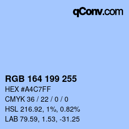 Color code: RGB 164 199 255 | qconv.com