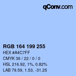 Color code: RGB 164 199 255 | qconv.com