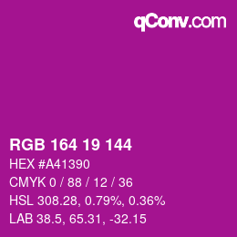 Color code: RGB 164 19 144 | qconv.com