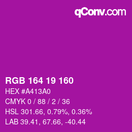 Color code: RGB 164 19 160 | qconv.com