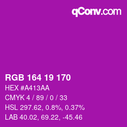 Color code: RGB 164 19 170 | qconv.com