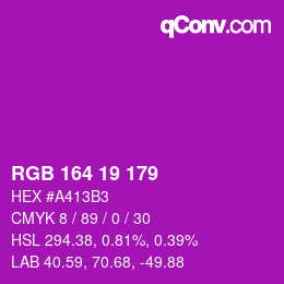 Color code: RGB 164 19 179 | qconv.com