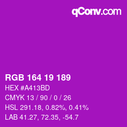 Color code: RGB 164 19 189 | qconv.com