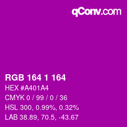カラーコード: RGB 164 1 164 | qconv.com