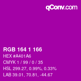 カラーコード: RGB 164 1 166 | qconv.com