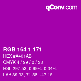 カラーコード: RGB 164 1 171 | qconv.com