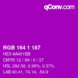 カラーコード: RGB 164 1 187 | qconv.com