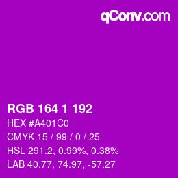 カラーコード: RGB 164 1 192 | qconv.com