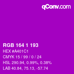 Color code: RGB 164 1 193 | qconv.com