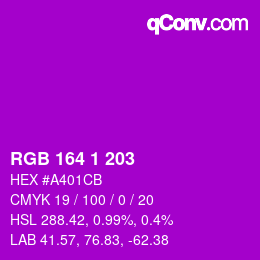 Color code: RGB 164 1 203 | qconv.com