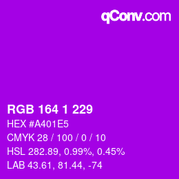 颜色代码: RGB 164 1 229 | qconv.com