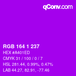 Color code: RGB 164 1 237 | qconv.com