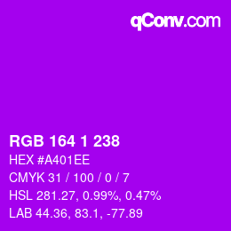 カラーコード: RGB 164 1 238 | qconv.com