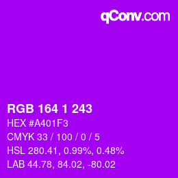 Color code: RGB 164 1 243 | qconv.com