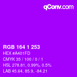 カラーコード: RGB 164 1 253 | qconv.com