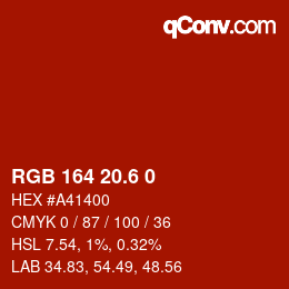 カラーコード: RGB 164 20.6 0 | qconv.com