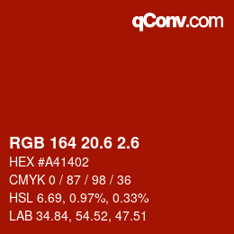カラーコード: RGB 164 20.6 2.6 | qconv.com