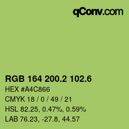 カラーコード: RGB 164 200.2 102.6 | qconv.com