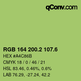 カラーコード: RGB 164 200.2 107.6 | qconv.com