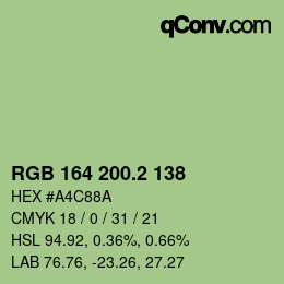 カラーコード: RGB 164 200.2 138 | qconv.com