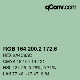 カラーコード: RGB 164 200.2 172.6 | qconv.com