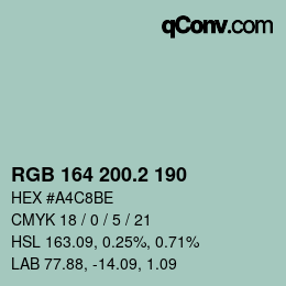 カラーコード: RGB 164 200.2 190 | qconv.com