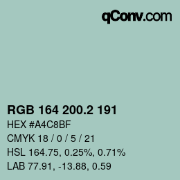 カラーコード: RGB 164 200.2 191 | qconv.com