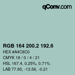 カラーコード: RGB 164 200.2 192.6 | qconv.com