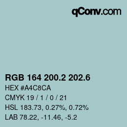 カラーコード: RGB 164 200.2 202.6 | qconv.com