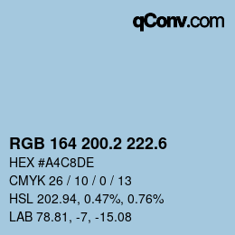 カラーコード: RGB 164 200.2 222.6 | qconv.com