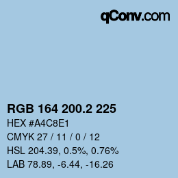カラーコード: RGB 164 200.2 225 | qconv.com