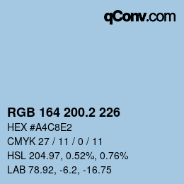 カラーコード: RGB 164 200.2 226 | qconv.com