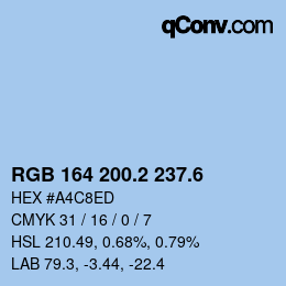 カラーコード: RGB 164 200.2 237.6 | qconv.com