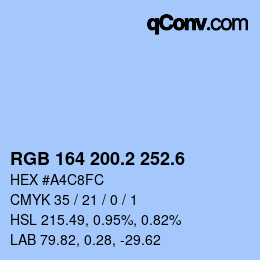 カラーコード: RGB 164 200.2 252.6 | qconv.com