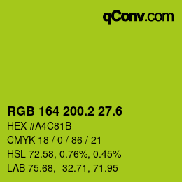 カラーコード: RGB 164 200.2 27.6 | qconv.com