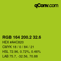 カラーコード: RGB 164 200.2 32.6 | qconv.com