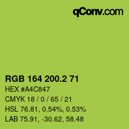 カラーコード: RGB 164 200.2 71 | qconv.com