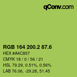 カラーコード: RGB 164 200.2 87.6 | qconv.com