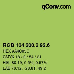 カラーコード: RGB 164 200.2 92.6 | qconv.com